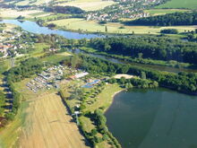 Badessee Kötitz und Campingplatz von oben