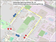 Grafik Verkehrseinschränkung Seestraße, Quelle: OpenStreetMap