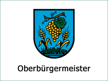 Coswiger Wappen mit Schriftzug "Oberbürgermeister"