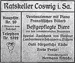 Anzeige Ratskeller