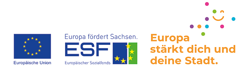 Logokombination - Europäische Union, Europäischer Sozialfond und Text "Europa stärkt dich und deine Stadt"